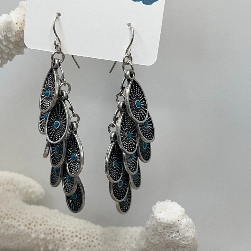Baubles Silver Blue Dangle Western Vibe Earrings